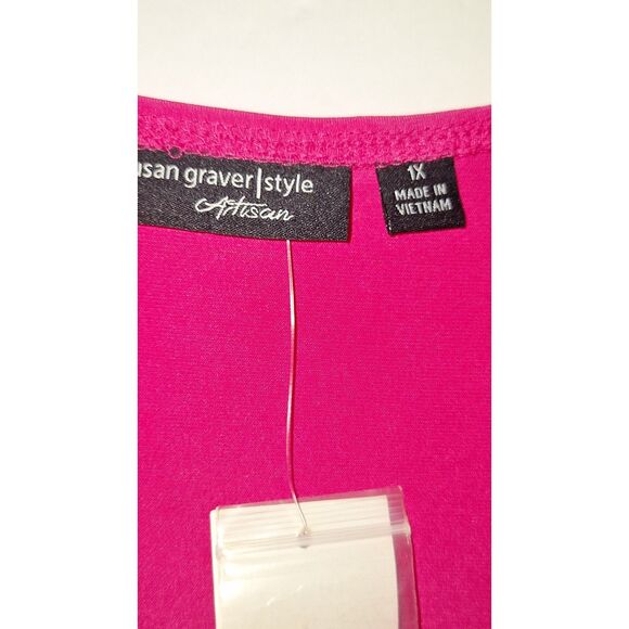 A Susan Graver Style Artisan Women's Top Beaded Pink Evening Office Siren 1X NWT - Picture 10 of 12